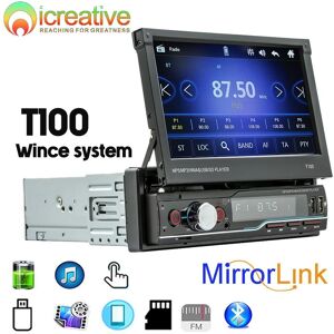 Icreative Auto-Multimedia-Player Wince T100 Rds 1 Din 7'' Bluetooth Für Universal Dual Usb Manuell Einziehbarer Bildschirm Fm Mp5-Player