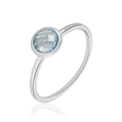 OROVIVO Damen Ring Silber Silber 925 Topas Blau 0,93ct Kreis Sinaya , Ring mit Stein