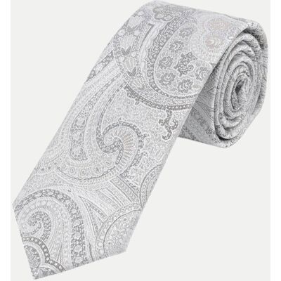 Prince Bowtie Krawatte mit Paisley-Muster 7cm Grau Prince Bowtie Krawatte mit Paisley-Muster 7cm Grau