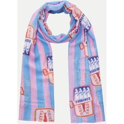 Codello Gestreifter Schal mit Sardinen-Print Mehrfarbig Codello Gestreifter Schal mit Sardinen-Print Mehrfarbig