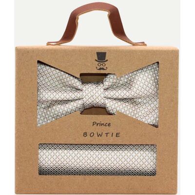 Prince Bowtie Fliege + Tuch im Micro-Design Beige Prince Bowtie Fliege + Tuch im Micro-Design Beige