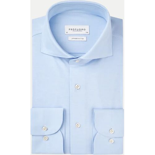 Profuomo Slim-Fit Hemd Japanese Knitted, Größe 41 Blau