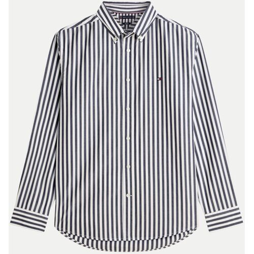 Tommy Hilfiger Regular-Fit Popeline-Hemd, Größe M Blau