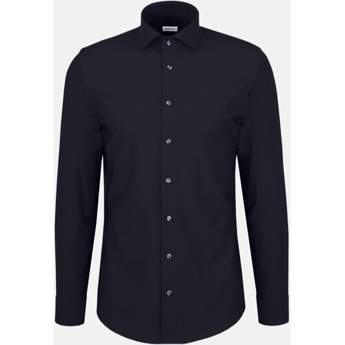 Seidensticker Slim-Fit Hemd Twill, Größe 43 Schwarz