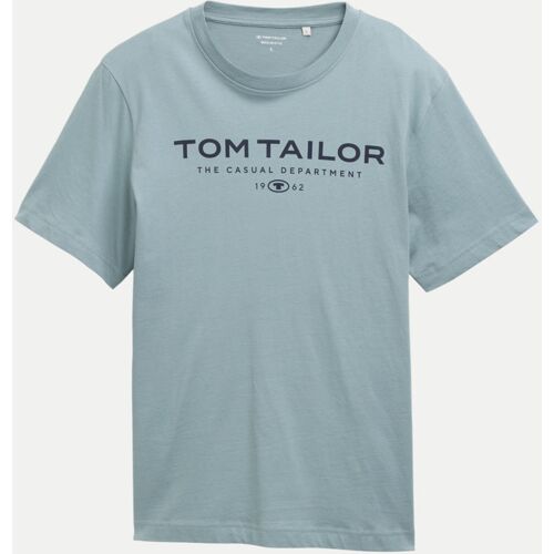 Tom Tailor T-Shirt Mit Schriftzug, Größe Xl Blau
