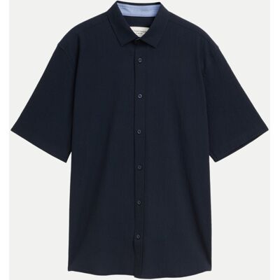 Tom Tailor Casual Kurzarm-Hemd aus Seersucker Blau M Tom Tailor Casual Kurzarm-Hemd aus Seersucker Blau M