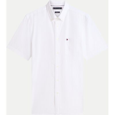 Tommy Hilfiger Kurzarm-Hemd in Seersucker-Qualität Weiß L Tommy Hilfiger Kurzarm-Hemd in Seersucker-Qualität Weiß L