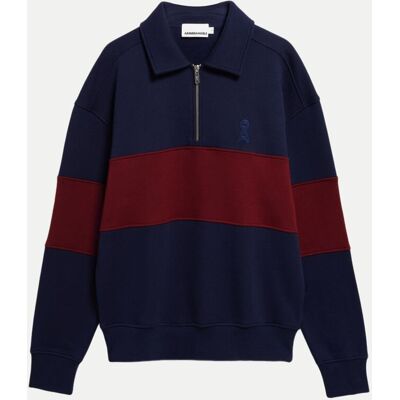 ARMEDANGELS Troyer Sweatshirt Gestreift 3742-tinted navy-velvet red L ARMEDANGELS Troyer Sweatshirt Gestreift 3742-tinted navy-velvet red L