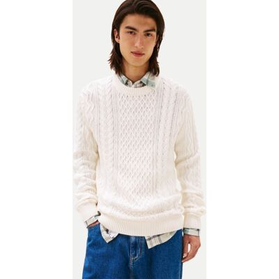 Tommy Jeans Slim-Fit Pullover mit Strick-Muster Weiß L Tommy Jeans Slim-Fit Pullover mit Strick-Muster Weiß L
