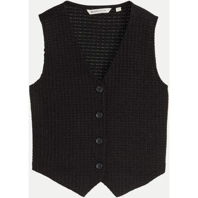 Tom Tailor Denim Strukturierte Weste Schwarz S Tom Tailor Denim Strukturierte Weste Schwarz S