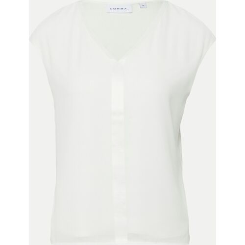 Comma Blusenshirt Mit Satinkante, Größe 34 Weiß