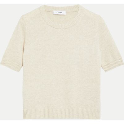 Comma Kurzarmstrickpullover Beige 38 Comma Kurzarmstrickpullover Beige 38