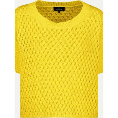 Monari Pullover mit Ajour-Struktur Gelb 38 Monari Pullover mit Ajour-Struktur Gelb 38