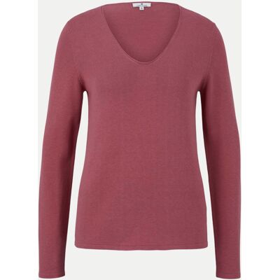 Tom Tailor Casual Pullover mit V-Ausschnitt Rosa S Tom Tailor Casual Pullover mit V-Ausschnitt Rosa S