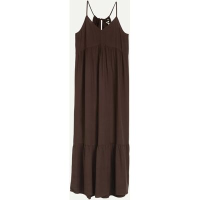 Tom Tailor Denim Maxikleid mit Raffungen und Volant Braun M Tom Tailor Denim Maxikleid mit Raffungen und Volant Braun M