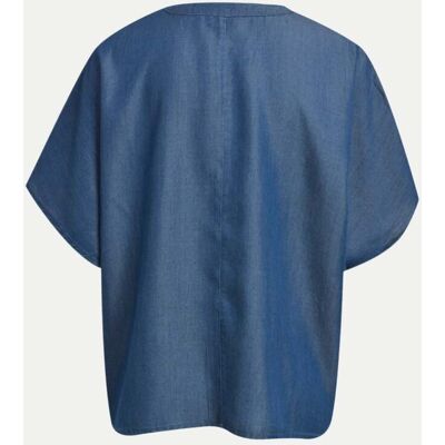Milano Italy OVERSIZED BLOUSE W STAND UP COLLAR Blau 38 Milano Italy OVERSIZED BLOUSE W STAND UP COLLAR Blau 38