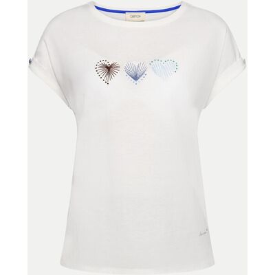 Cartoon T-Shirt mit Herzen Weiß 42 Cartoon T-Shirt mit Herzen Weiß 42