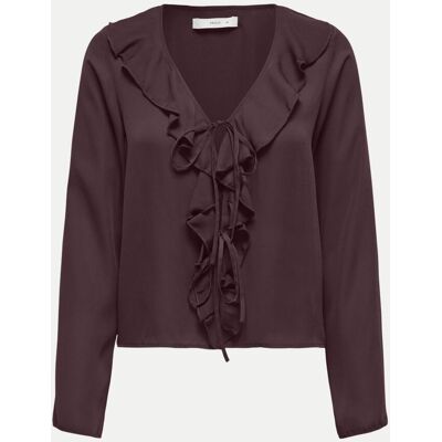 Only Bluse ONLVINNI mit Rüschenkragen Braun XL Only Bluse ONLVINNI mit Rüschenkragen Braun XL