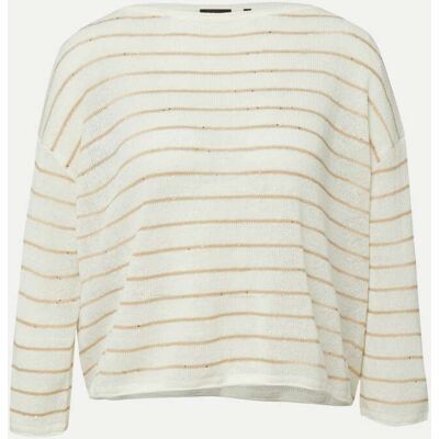 S. Oliver BLACK LABEL Strickpullover mit gestreiftem Muster Weiß L S. Oliver BLACK LABEL Strickpullover mit gestreiftem Muster Weiß L