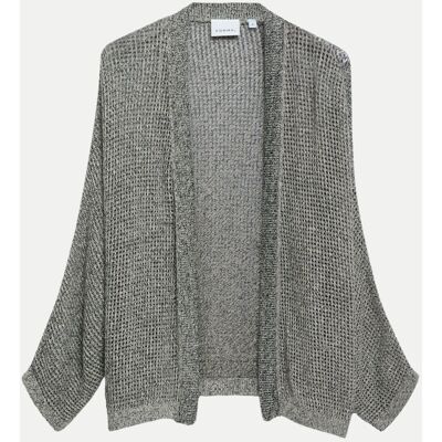 Comma Cardigan aus Ajourstrick Grau S Comma Cardigan aus Ajourstrick Grau S