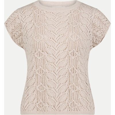 Cartoon Kurzarm Pullover mit Ajourmuster Beige 36 Cartoon Kurzarm Pullover mit Ajourmuster Beige 36
