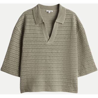 Opus Kurzarmpullover Garakino mit Lochmuster Beige 36 Opus Kurzarmpullover Garakino mit Lochmuster Beige 36