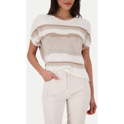 Monari Gestreifter Strickpullover Beige 44 Monari Gestreifter Strickpullover Beige 44
