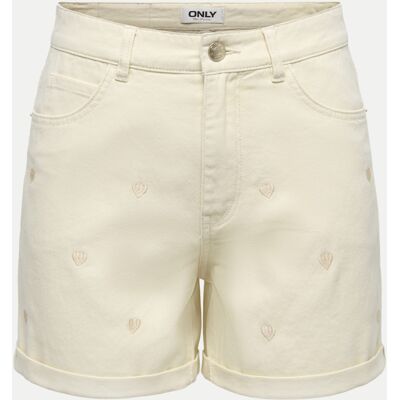 Only Jeans Shorts mit Stickerei Beige M Only Jeans Shorts mit Stickerei Beige M