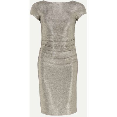 Swing Cocktailkleid aus foliertem Jersey Silber 46 Swing Cocktailkleid aus foliertem Jersey Silber 46