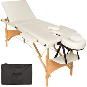 Tectake 3 Zonen Massageliege mit Polsterung und Holzgestell - beige