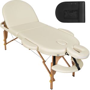 Tectake 3 Zonen Massageliege Sawsan oval mit 5cm Polsterung und Holzgestell - beige