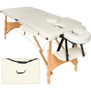 Tectake 2 Zonen Massageliege mit 5cm Polsterung und Holzgestell - beige