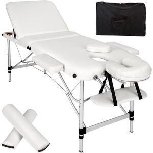 Tectake 3 Zonen Massageliege mit 5cm Polsterung, Rollen und Aluminiumgestell - weiß