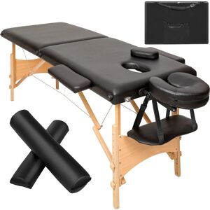Tectake 2 Zonen Massageliege-Set Freddi mit 5cm Polsterung, Rollen und Holzgestell - schwarz