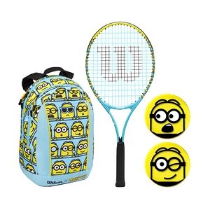 Wilson Kinder-Tennisschläger Minions 25in (9-12 Jahre) + 1x Rucksack + 2x Minion Dämpfer - SET