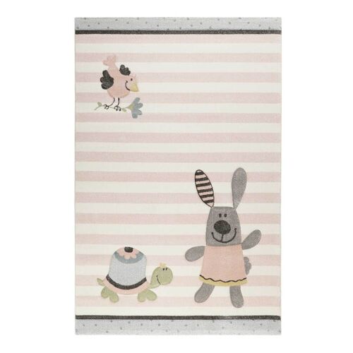 Kinderteppich rosa grau beige » Happy Friends «  Sigikid - Beige,Bunt,Grau,Rosa - 200 x 290 cm