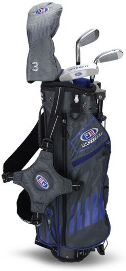 2022 U.S. Kids Golf UL45 (114 cm) WT25-s 4-Club Junior Golfset, grau/blau, Junior, Rechtshänder, Standbag, Graphit, standard