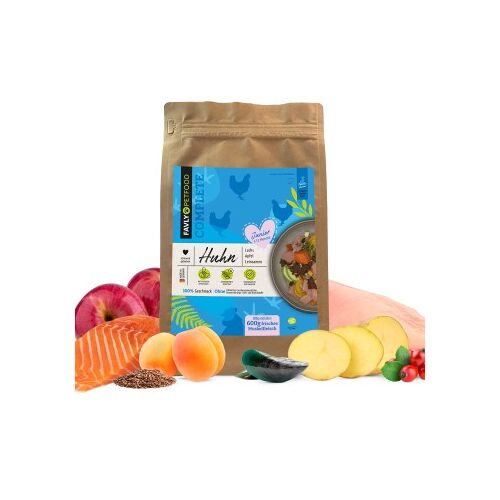 FAVLY Petfood Trockenfutter Huhn mit Lachs, Apfel & Leinsamen (Junior) 3 kg