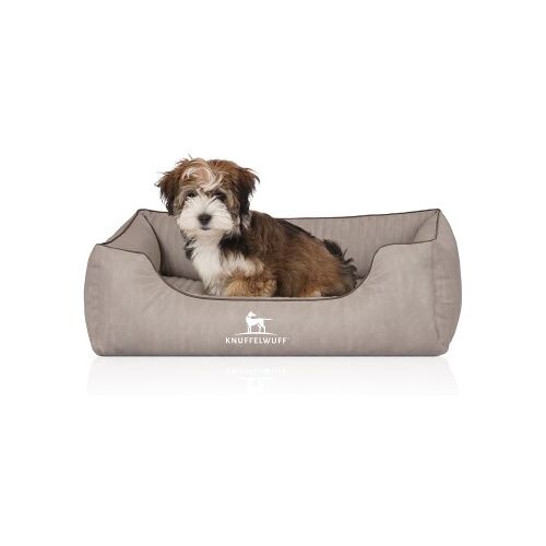 Knuffelwuff Orthopädisches Hundebett Tampa aus laser-gestepptem Kunstleder grau M-L
