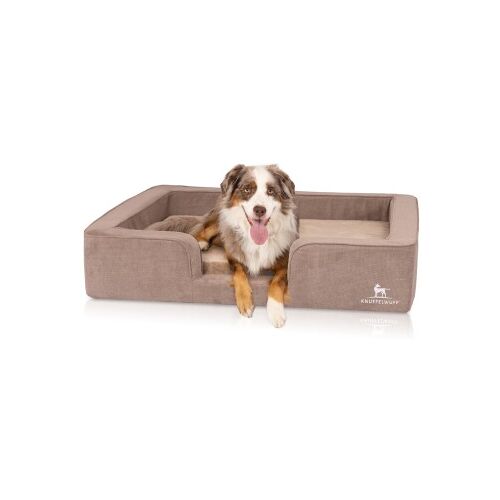 Knuffelwuff orthopädisches Hundebett mit Wendekissen aus Velours Bellamy braun XXL
