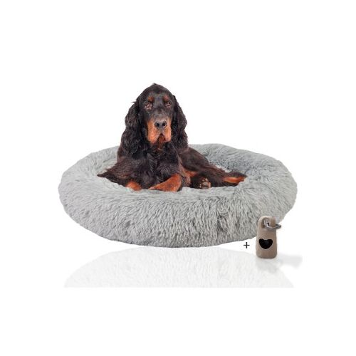Rohrschneider ® Hundebett Donut mit Gratis-Beigabe, Extra flauschiges Hundekissen L