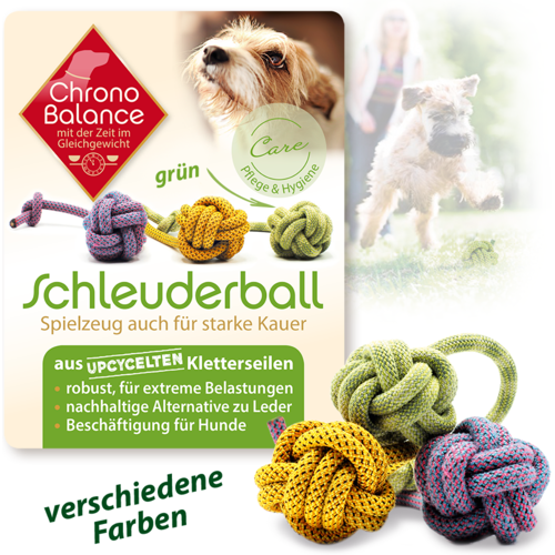 ChronoBalance Upcycled Hundespielzeug Schleuderball grün