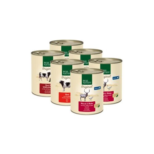 REAL NATURE Nassfutter Hund, Adult 6x800 g Mixpaket 1