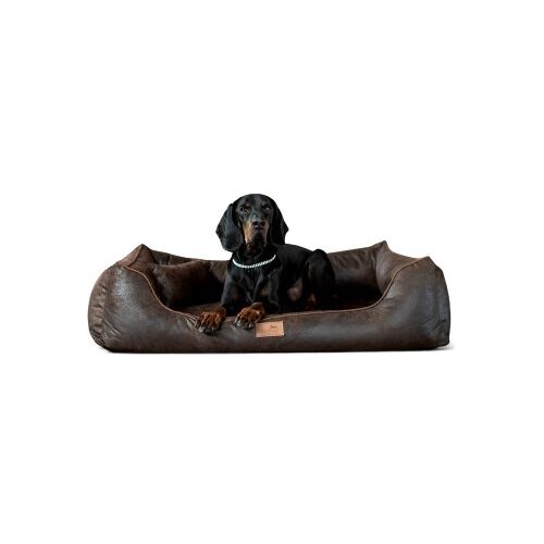Tierlando ALBERTO ORTHO Orthopädisches Hundebett mit Velours Vintage braun 80 cm, 22 cm, 60 cm