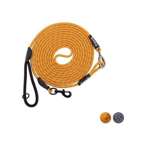 Floxik Schleppleine für Hunde - Tauleine mit Abnehmbarer Handschlaufe orange S