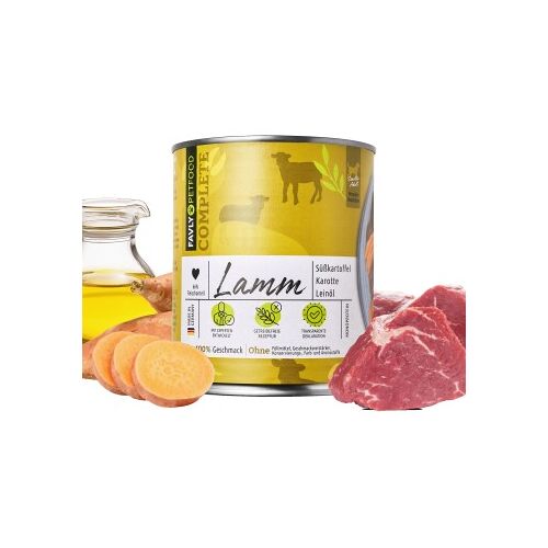 FAVLY Petfood Nassfutter Lamm mit Süßkartoffel, Karotte & Leinöl 6x800 g
