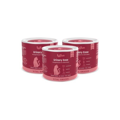 KatKare Vital Snacks Urinary Ease - Knusperkissen für das Harnwegssystem Deiner Katze mit blasenschützenden Wirkstoffen, Superfoods, Postbiotika und Omega-3 3x150 g