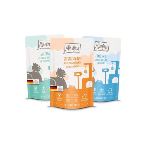 MjAMjAM Nassfutter Katze Adult, Quetschie 12x125 g Mixpaket 4