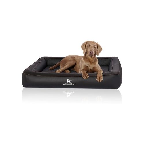 Knuffelwuff Orthopädisches Hundebett aus Laser gestepptem Kunstleder Hampstead schwarz XXXL