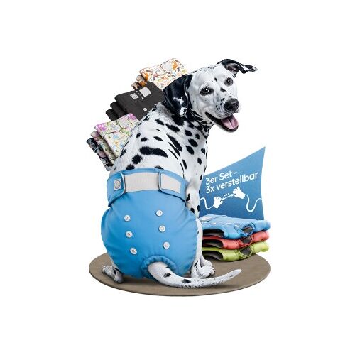 HUND IST KÖNIG Windeln für Hündinnen, saugstarke Windeln, 3-Fach justierbar für festen Sitz blau M